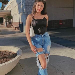 Black Satin Tube Top